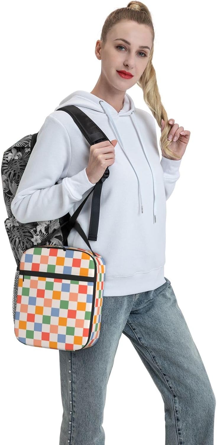 70s Retro Mushroom Floral Insulated Lunch Bag Reusable Cooler Lunch Box Portable Leakproof Thermal Container Tote Bags for Girls Boys School Travel