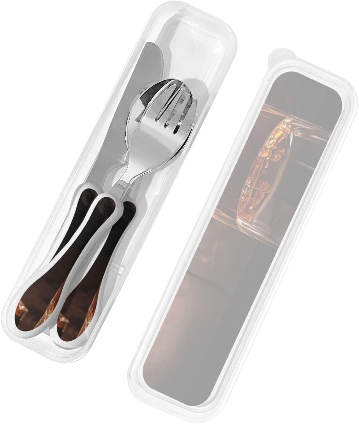 3-Piece Kids Silverware Set With Storage Case, Stainless Steel Reusable Children Safe Knife Spoon Fork Set Dolphin Children Flatware Set For Kids Lunch Box