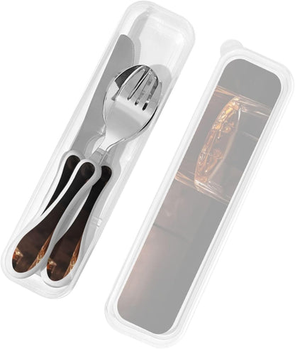 3-Piece Kids Silverware Set With Storage Case, Stainless Steel Reusable Children Safe Knife Spoon Fork Set Dolphin Children Flatware Set For Kids Lunch Box