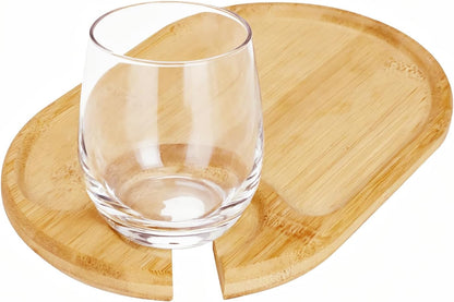 4 PCS Wine Appetizer Plates，Individual Mini Charcuterie Boards，Wine Glass Topper Appetizer Plates，Cocktail Plate with Glass Holder，Cheese Board with Wine Holder