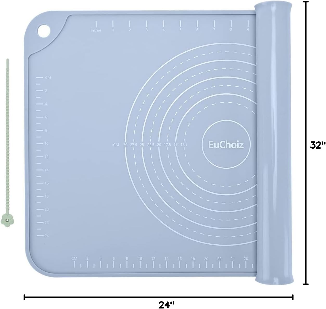Silicone Pastry Mat 20"*16" Extra Thick Non Stick Baking Mat Food Grade Silicone Dough Rolling Bake Mat with Edge Heightening Blue