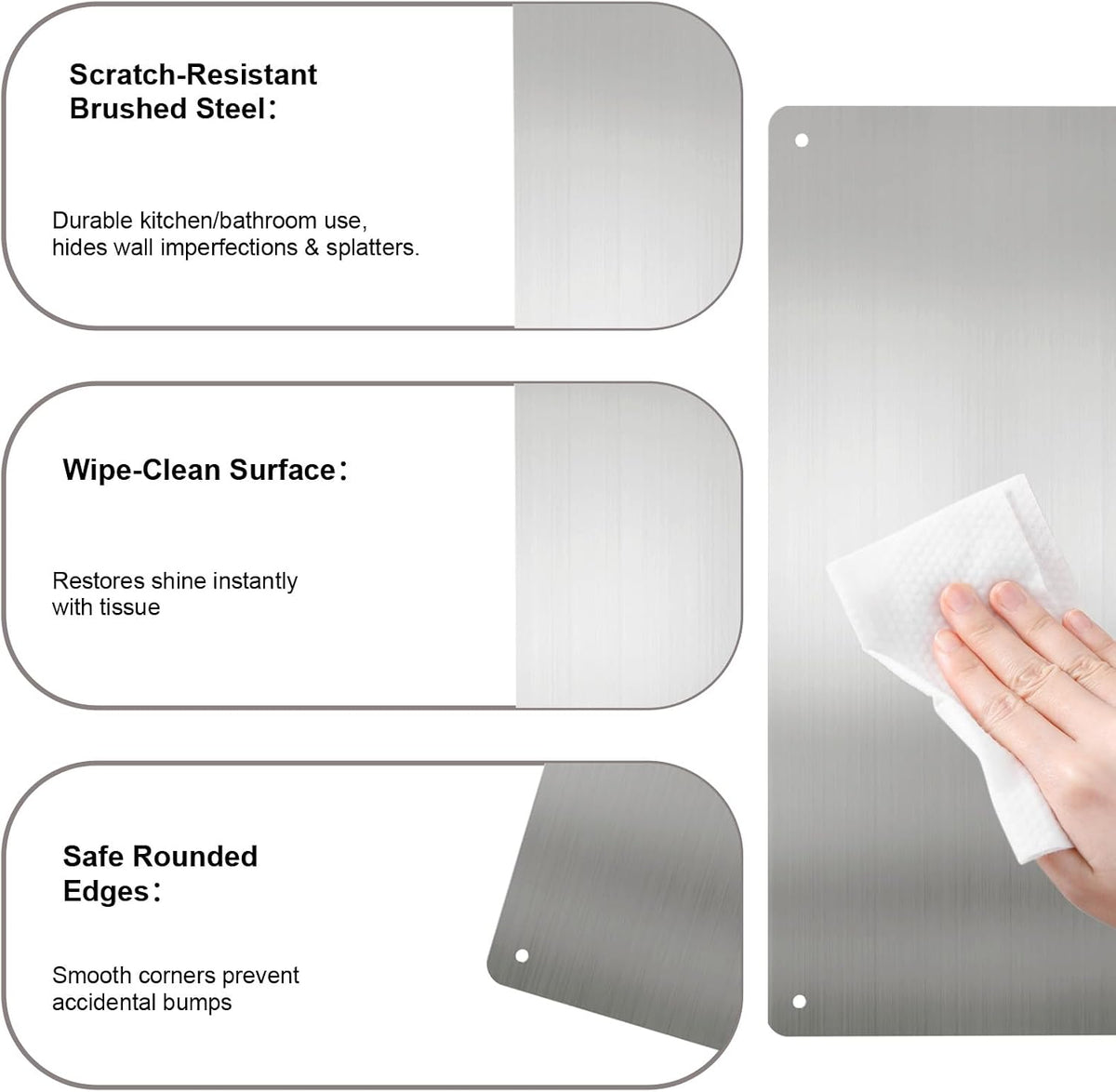 Stainless Steel Stove Backsplash, Kitchen Splatter Shield Silver 12"x16"