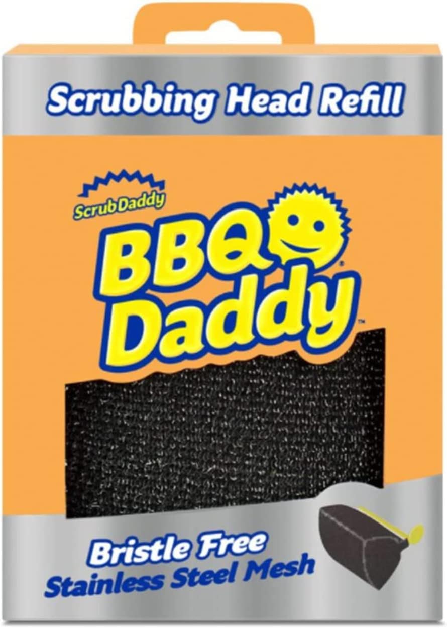 Scrub Daddy BBQ Daddy Grill Brush for Outdoor Grill - Bristle Free Grill Brush with Steel Grill Scraper + Scrub Brush - Temperature Controlled Scrubbing Power for Grill Cleaning (1 Count)