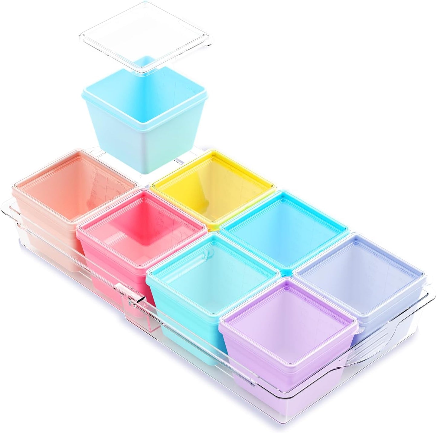 Gemice 1-Cup Silicone Freezer Molds with Lids, Individual 4-Pack Portion Soup Cubes Freezer Trays for Food Storage, Oven & Dishwasher Safe, BPA-Free, Silicone Freezer Containers for Meal Prep