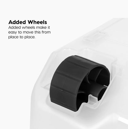 IRIS USA Storage Bins with Lids, WeatherPro Wheeled 106 Qt, Plastic, 3 Pack | Weather-tight gasket, wheels, and secure latches protect camping gear, tools, holiday décor, clothing, and documents.