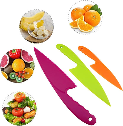 Xhziy 3 Piece Lettuce Knife Set, Nylon Cutters for Fruit and Kids