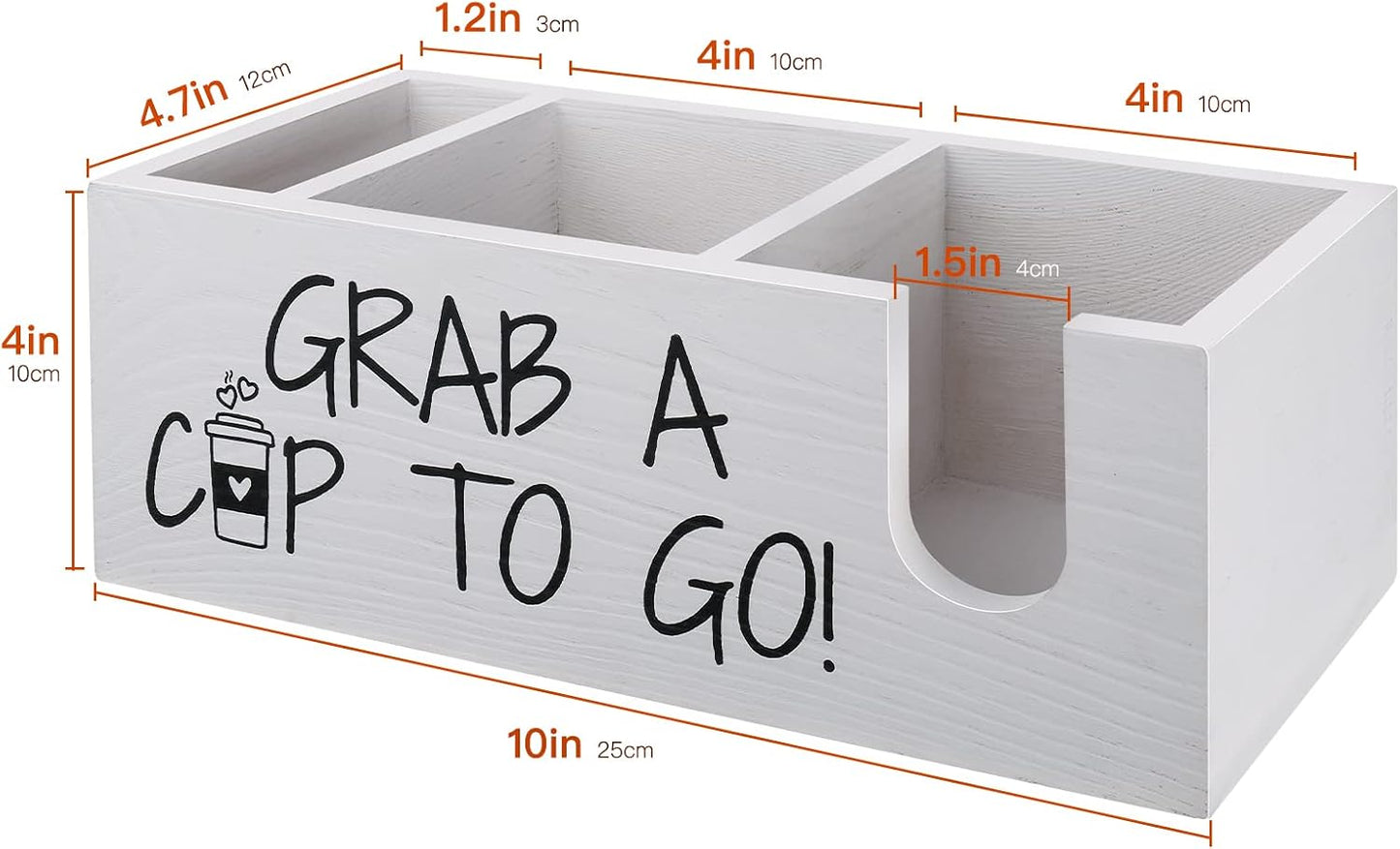 Coffee Station Organizer for Cup and lid Storage Box, Farmhouse Wood Coffee Bar Accessories Disposable Cup Holder for Counter Decor - Black