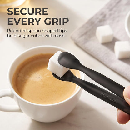Black Ice Tongs Sugar Cubes Stainless Steel Mini Serving with Smooth Edge for Appetizers,Tea Party, Coffee Bar, Desserts, Cooking Tongs, Cooking Utensils