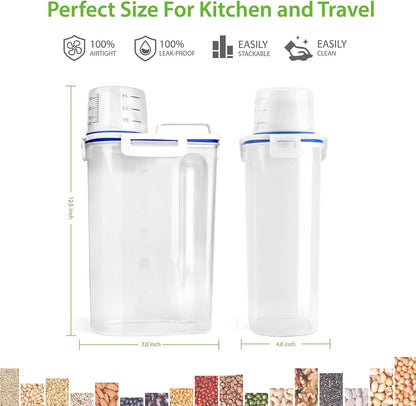 Viretec Rice Storage Container, 15 to 20lb Dry Food Airtight Dispenser, Pet Dog Cat Food Canister, BPA Free Clear Plastic Kitchen and Pantry Organization Bin for Oatmeal, Cereal, Pasta, Flour Grey