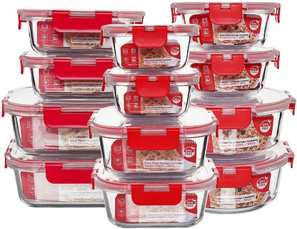 12 Pack Glass Storage Containers Transparent, Stackable Design Meal Prep Containers for Food Storage, Home, Kitchen & Pantry Organization, Microwave/Freezer/Dishwasher Safe