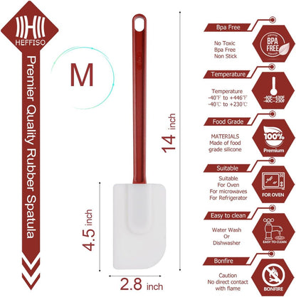 3 PCS Commercial Grade Heat Resistant Silicone Spatulas, 9.5-Inch Rubber Spatulas for Baking, Nonstick & BPA-Free