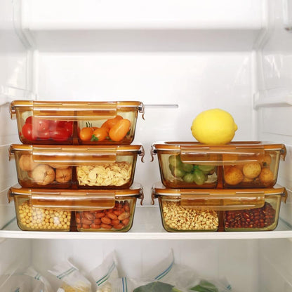 DAS TRUST 5 Pack 36oz Bento Box Glass Meal Prep Container 3 Compartment Glass Food Storage Containers with Lids Meal Prep Bowls Lunch Box Lunch Container for Oven