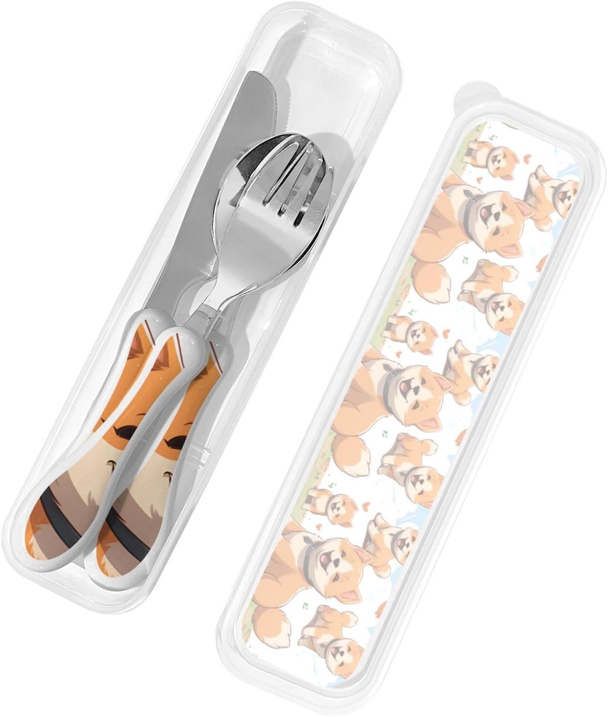 3-Piece Kids Silverware Set With Storage Case, Stainless Steel Reusable Children Safe Knife Spoon Fork Set Dragonfly Insects Flowers Children Flatware Set For Kids Lunch Box