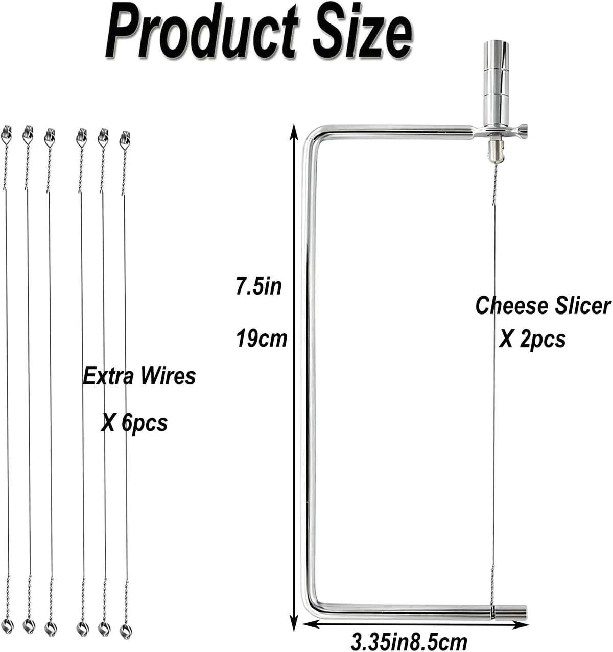 Cheese Slicer Accessories Kitchen Marble Board Cheese Cutter Stainless Steel Components Ideal Making Giftable Cheese Cutting Boards with The Cheese Slicer Kit (4CheesS slicer 12Extra Wires,6inch)