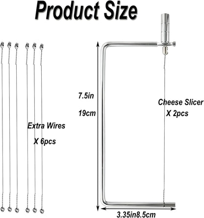 Cheese Slicer Accessories Kitchen Marble Board Cheese Cutter Stainless Steel Components Ideal Making Giftable Cheese Cutting Boards with The Cheese Slicer Kit (4CheesS slicer 12Extra Wires,6inch)