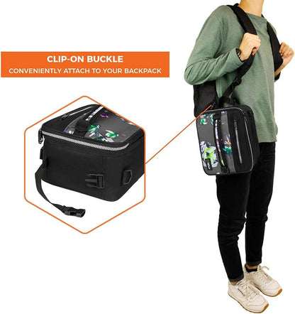 opux Insulated Lunch Box for Men Women Adult, Compact Lunch Bag for Kids Boy Girl Teen, Soft Lunch Cooler Bag for Work School, Leakproof Lunchbox Lunch Pail with Clip-on Buckle, Grey Flowers