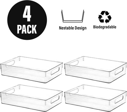 ShelfShaper Large Clear Plastic Storage Bins, Pantry Organizers and Storage Containers Fridge Organizer Bins for Organizing Home Kitchen Under Sink Bathroom Refrigerator Freezer Laundry Room