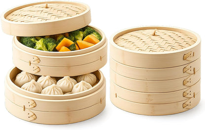 JapanBargain 2224, Large Chinese Bamboo Steamer Steaming Basket for Vegetable Seafood Dim Sum Dumpling Bun Egg, 12-inch
