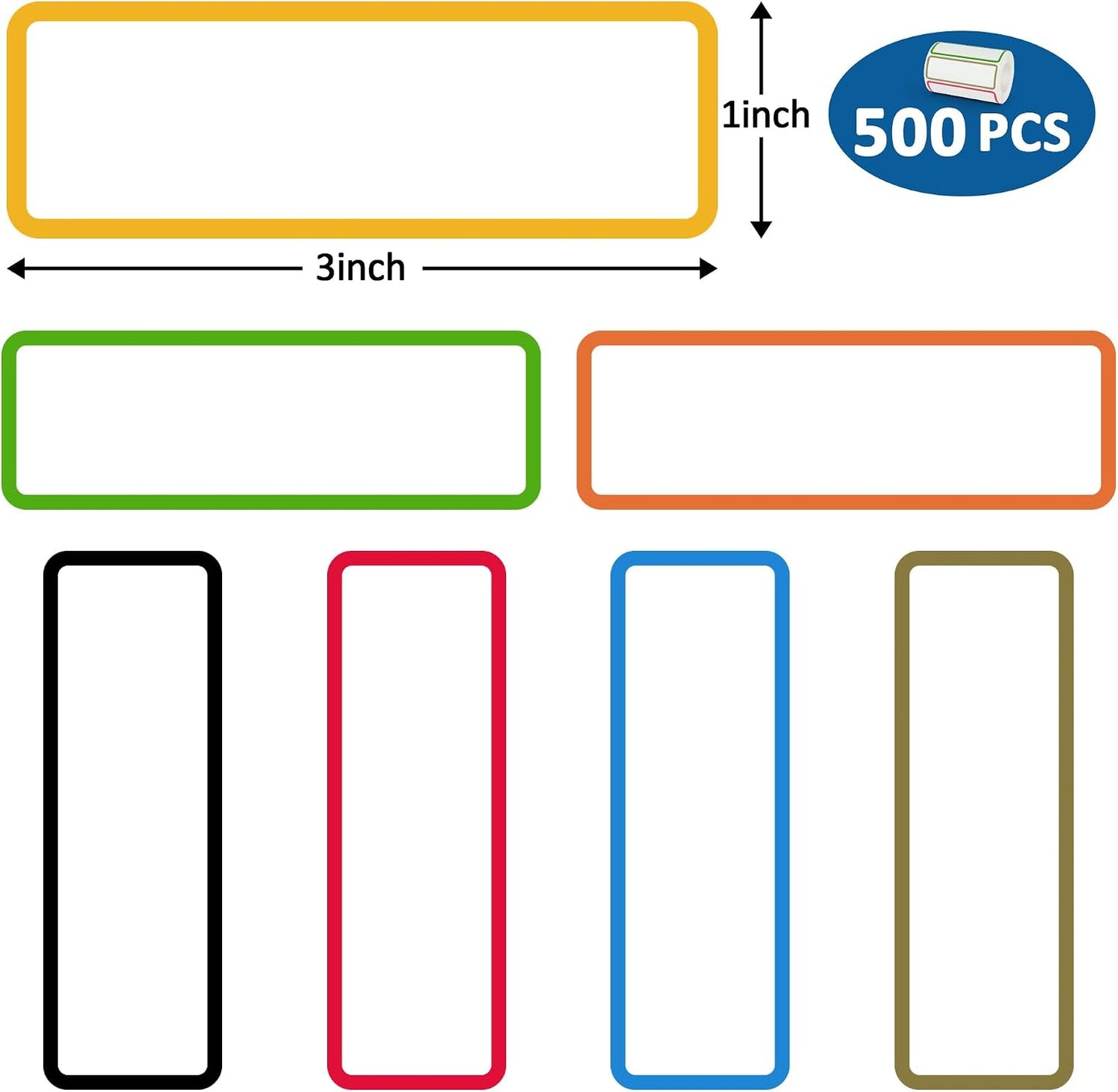 500 Pcs 1×3 Inch Removable Freezer Labels, Waterproof, Oil & Tear Resistant, No Residue Writable Stickers for Food Containers, Jars, Pantry and Meal Prep (Boho-Date)