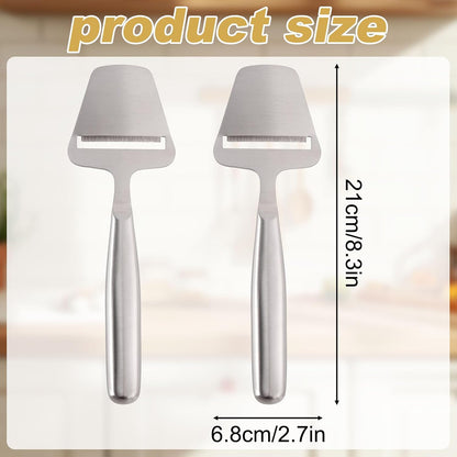 2pcs Stainless Steel Cheese Slicer, One-Piece Design Cheese Shaver Peeler Knife Plane, Multi-Functional Butter Cutter Tool for Block Cheeses Semi-Hard/Hard Butter Vegetables Kitchen Use