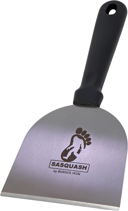 Sasquash Grill Scraper, Griddle Spatula, Stainless Steel, Wide Face, 5 inch