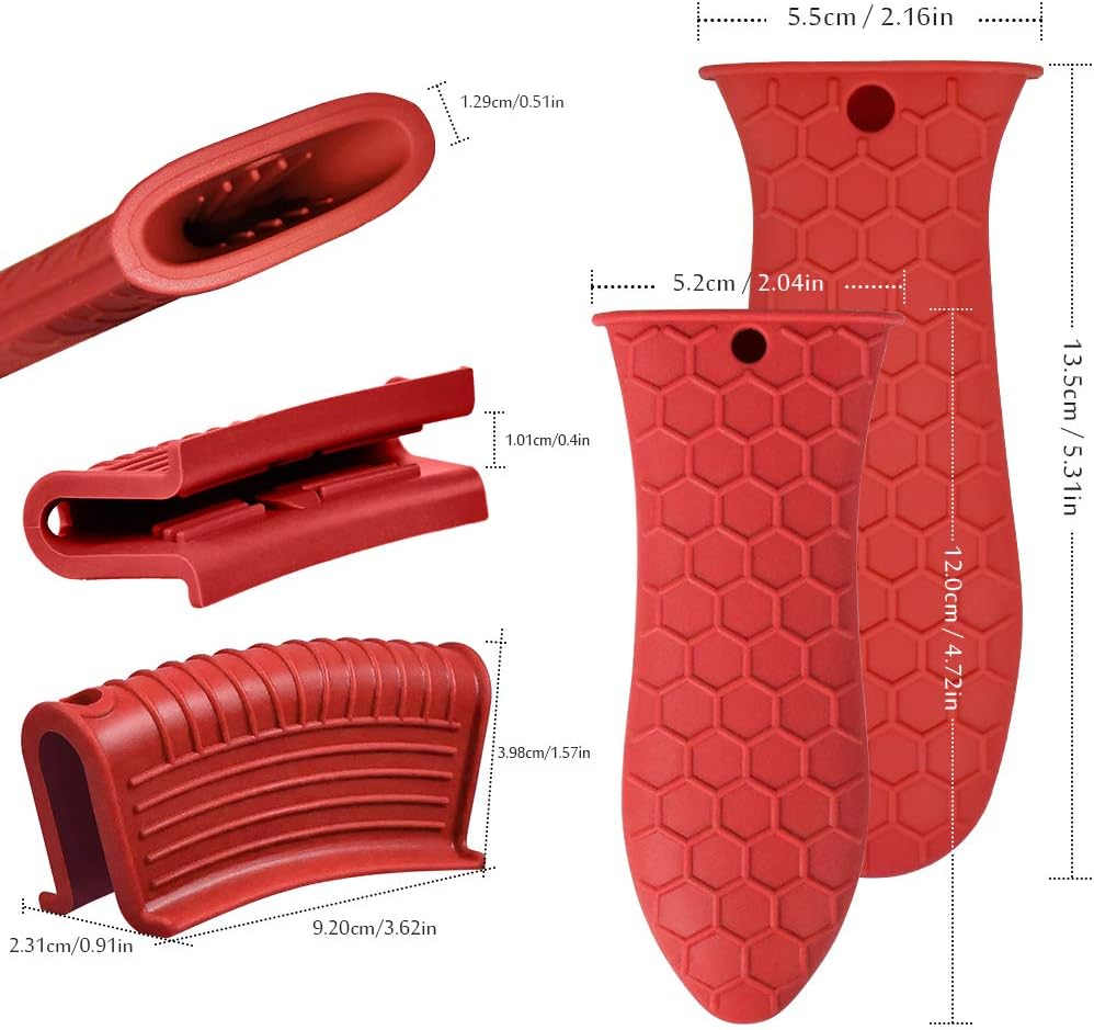 Silicone Hot Handle Holder, Heat Resistant Potholder Cookware Handle Cast Iron Skillets Handles Grip Covers for Cast Iron Skillet