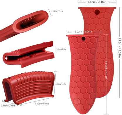 Silicone Hot Handle Holder, Heat Resistant Potholder Cookware Handle Cast Iron Skillets Handles Grip Covers for Cast Iron Skillet