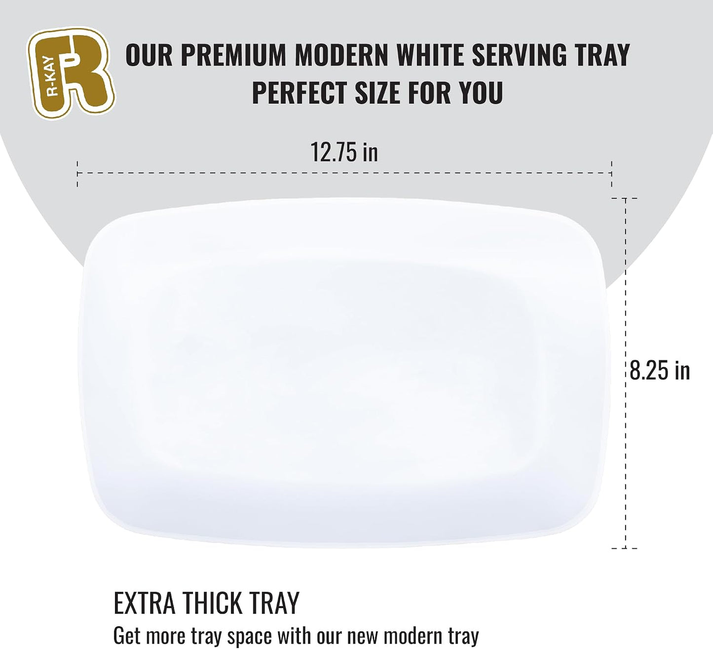 R-kay 6 Pack Clear Plastic Serving Trays For Party, 12.75 x 8.25 In - Heavy Duty Plastic Trays For Food - Rectangular Platters