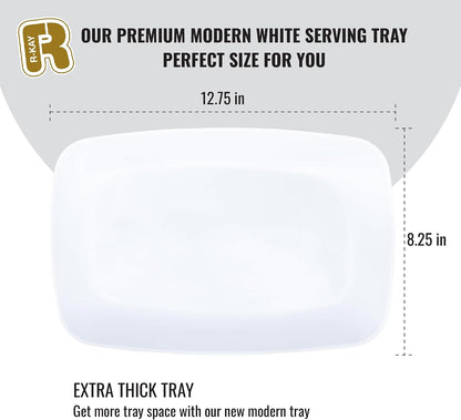 R-kay 6 Pack Clear Plastic Serving Trays For Party, 12.75 x 8.25 In - Heavy Duty Plastic Trays For Food - Rectangular Platters