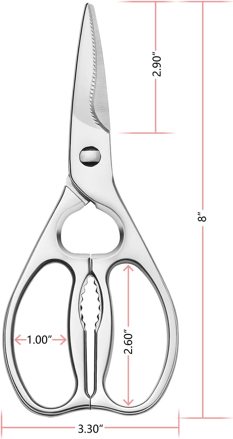 Come Apart Kitchen Shears by WELLSTAR, Multi-purpose Heavy Duty German Stainless Steel Food Scissors for Cutting Meat Poultry Chicken Vegetable, Durable One Piece Construction, Mirror Finish
