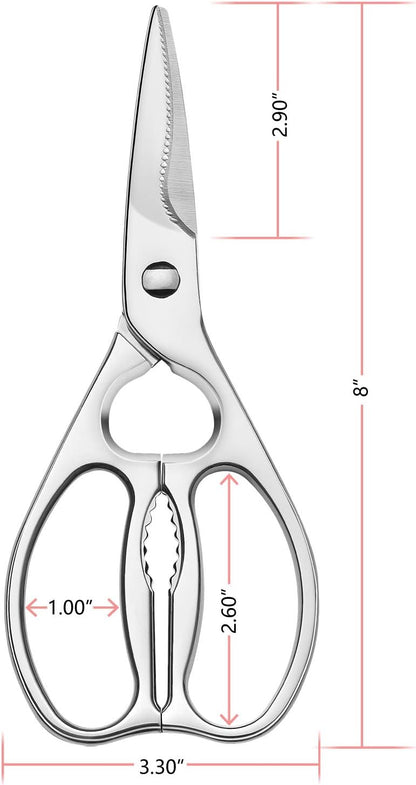 Come Apart Kitchen Shears by WELLSTAR, Multi-purpose Heavy Duty German Stainless Steel Food Scissors for Cutting Meat Poultry Chicken Vegetable, Durable One Piece Construction, Mirror Finish