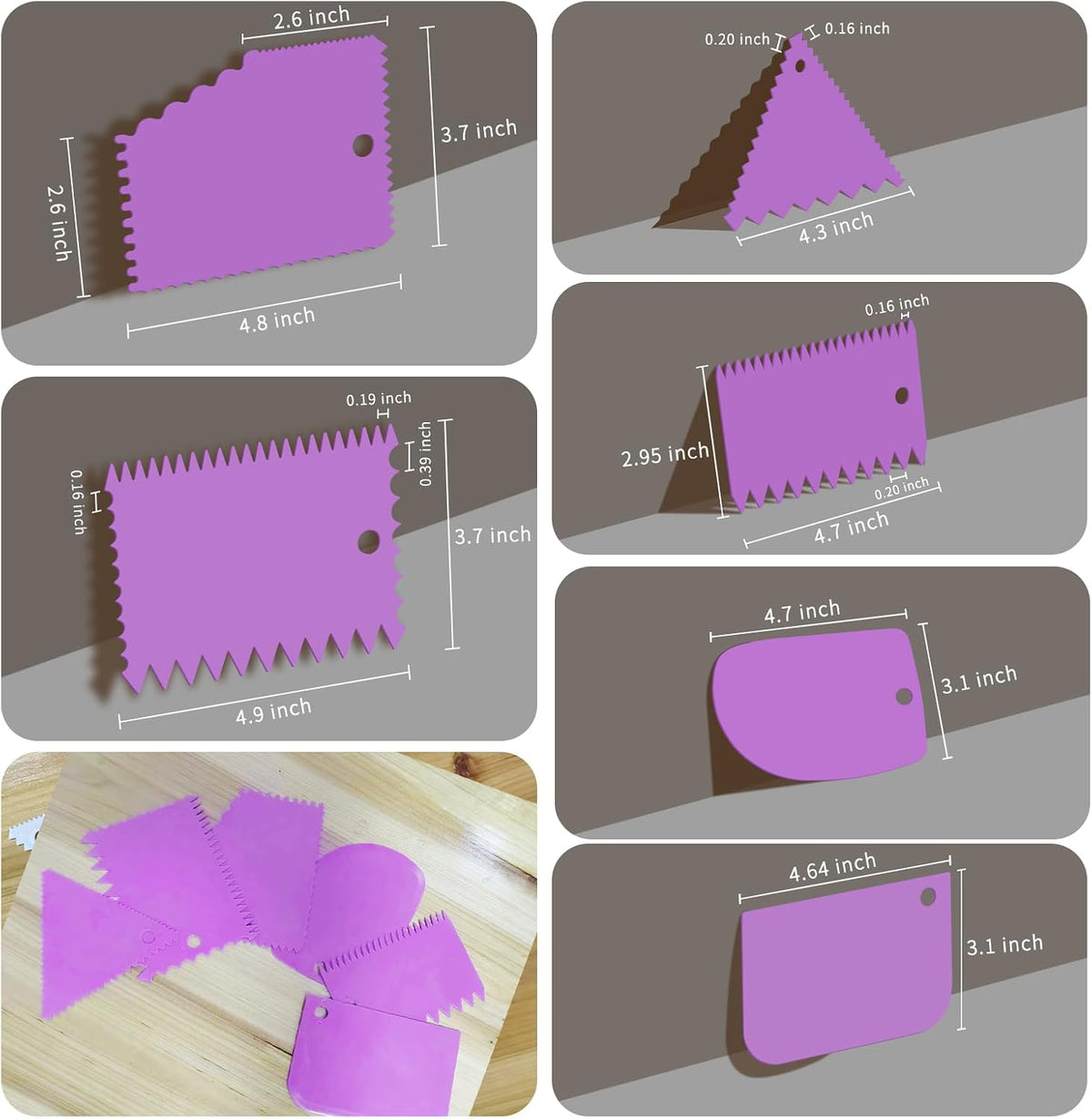 Cake Scraper, 6 Pcs Cake Smoother Scraper, Dough Scraper Blue