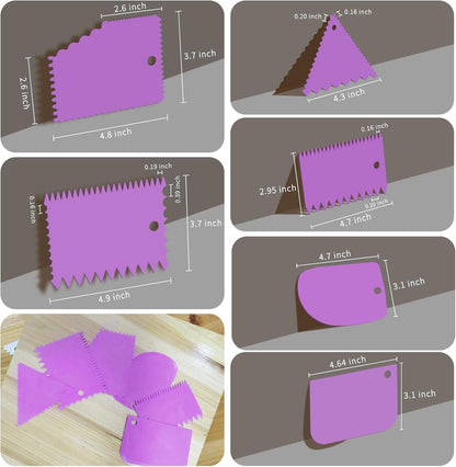 Cake Scraper, 6 Pcs Cake Smoother Scraper, Dough Scraper Blue