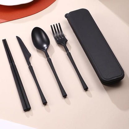 Reusable Travel Utensils Set with Case, Wheat Straw Portable Plastic Fork Spoon Knife Chopsticks Camping Cutlery, Eco-Friendly BPA Free Tableware Picnic Flatware for Kids Adults or Daily Use (Pink)