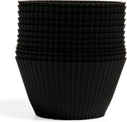 The Silicone Kitchen Reusable Silicone Bento Baking Cup, Non-Toxic, BPA Free, Dishwasher Safe Bento Box Accessories Lunch Box Dividers, Square and Rectangle, 24 Pack, Matte Black