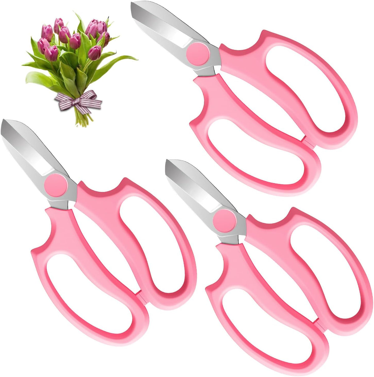 Housolution Flower Scissors, Premium Steel Garden Pruning Shears, Pink