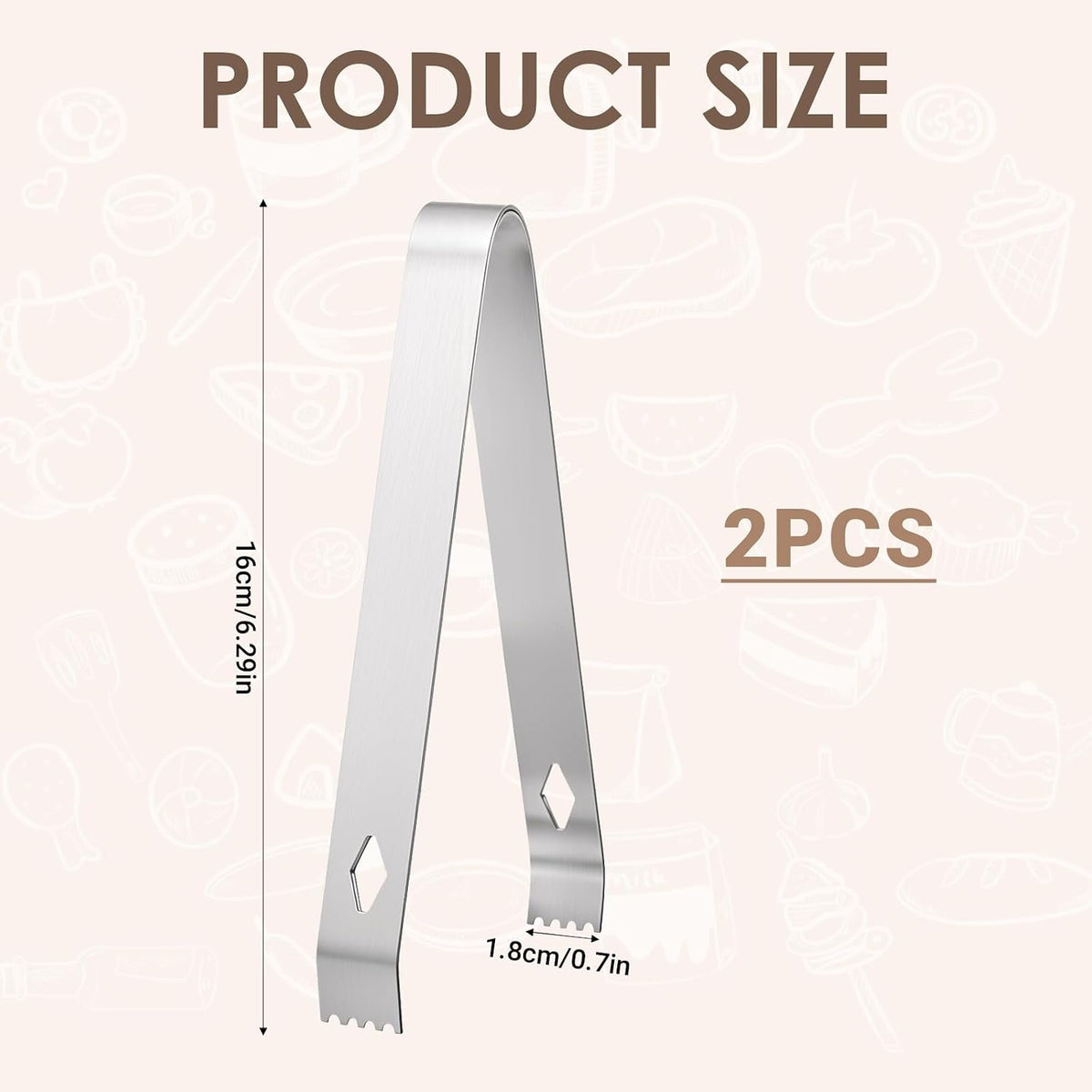 2 Pack Small Metal Tongs, 6 Inch Stainless Steel Restaurant Grade Serving Tongs with Teeth for Serving Food Salad Sugar Coffee Ice