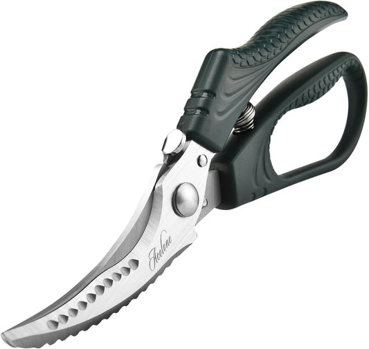 Acelone Poultry Shears - Heavy Duty Kitchen Chicken Shears With Anti-Slip Handle & Safety Lock - Poultry Scissors for Meat, Game, Chicken, Bone, Poultry & More - Spring Loaded.