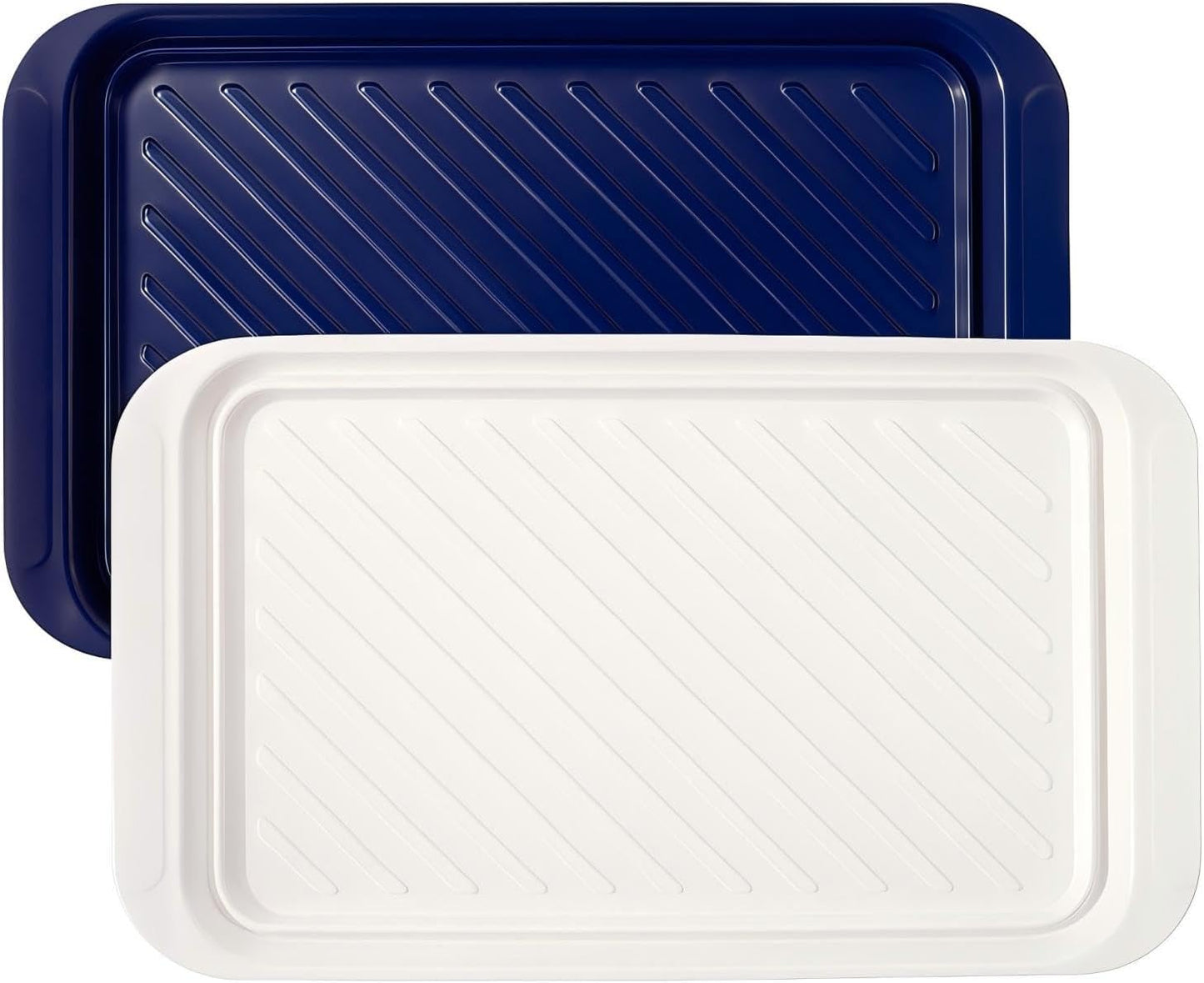 TP Grilling Prep and Serve Trays, 17 x 10.5 inch BBQ Trays for Cooked and Raw Foods, Set of 2 Melamine Serving Platters for Meats, Grill Accessories, Black and Red