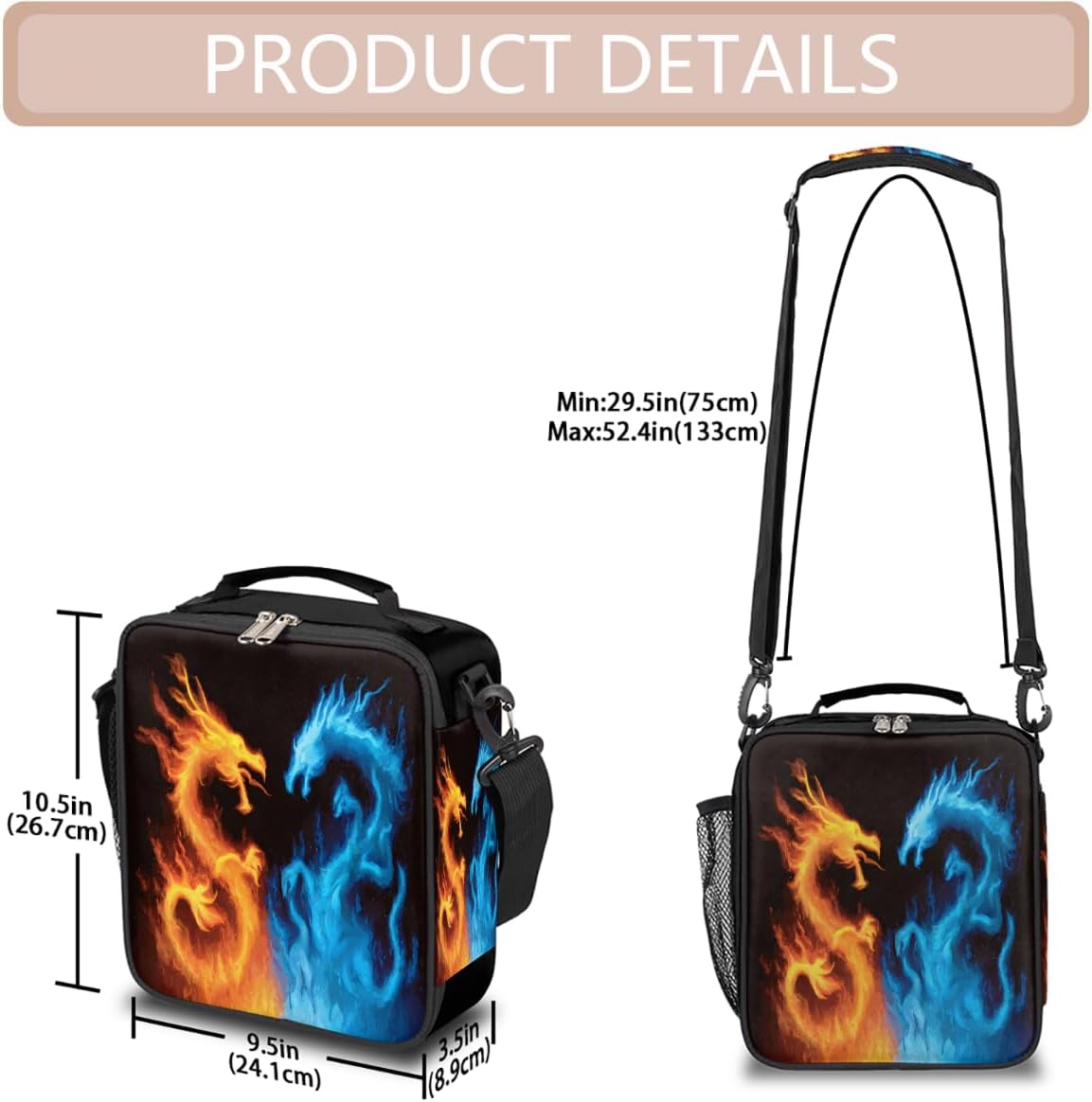 cfpolar Skull Skateboard Lunch Box for Boys Girls, Insulated Lunch Bags for Kids Reusable Mini Cooler Lunch Tote Lunchbox Thermal Meal Tote Kit with Shoulder Strap for Work School Picnic