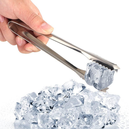 Ice Tongs, Serving Tongs Bar Sugar Stainless Steel Biscuit Buffet Grill Kitchen Edition Clamp Tool Heat Non Slip Grip Glossy Silver For Baking Pastry Salad BBQ Cooking