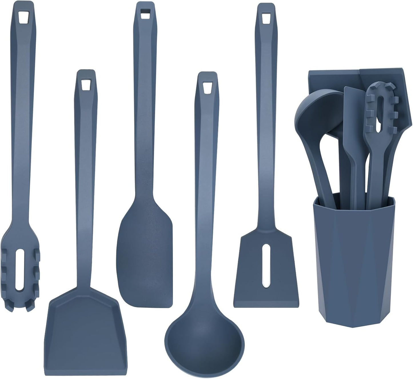 Kitchen Silicone Cooking Utensils Set of 6 with Holder, 600F Heat Resistant, BPA Free Cleanup