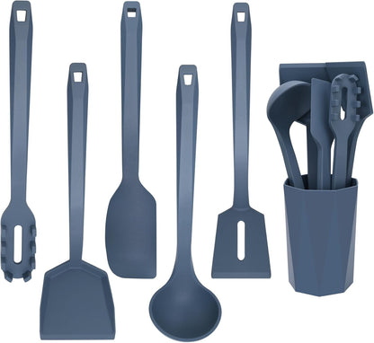 Kitchen Silicone Cooking Utensils Set of 6 with Holder, 600F Heat Resistant, BPA Free Cleanup