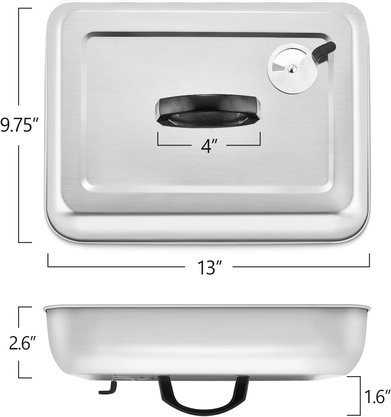 HaSteeL Rectangular Basting Cover, Stainless Steel Cheese Melting Dome Steaming Cover Lid, Heavy Duty Griddle Grill Accessories for Flat Top Teppanyaki BBQ Kitchen Indoor & Outdoor, Dishwasher Safe
