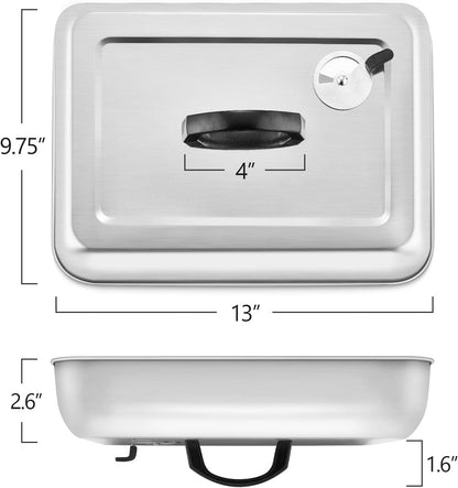 HaSteeL Rectangular Basting Cover, Stainless Steel Cheese Melting Dome Steaming Cover Lid, Heavy Duty Griddle Grill Accessories for Flat Top Teppanyaki BBQ Kitchen Indoor & Outdoor, Dishwasher Safe