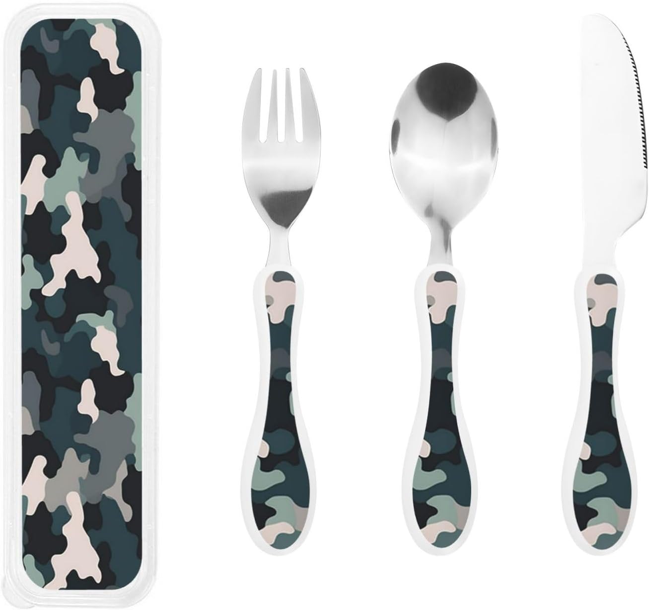 3-Piece Kids Silverware Set With Storage Case, Stainless Steel Reusable Children Safe Knife Spoon Fork Set Butterfly On Beautiful Flower Children Flatware Set For Kids Lunch Box