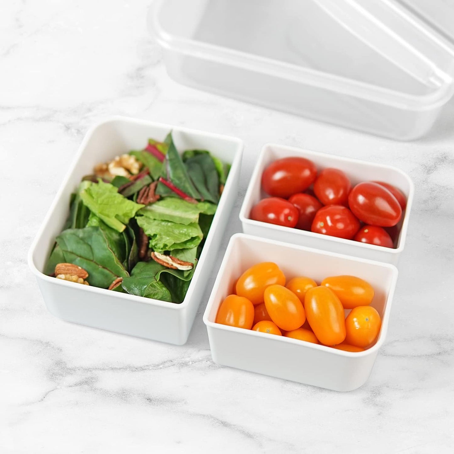 carrotez Food Storage Containers with 3 Removable Compartments, Food Prep Container with Airtight Lids, Portion Control Container, Microwave Safe, Reusable, 4.64 Cup (1100ml)