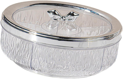Yajuyi Divided Serving Tray Snack Dishes Dessert Plate Rotating Serving Platter Dish Clear Visibility Lid Suitable for Entertaining Living Room, Rose Golden Bow