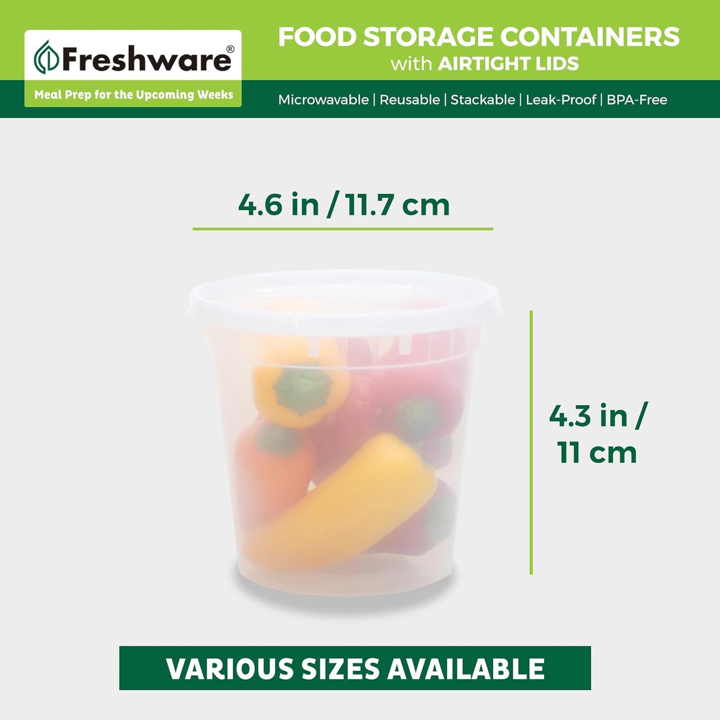 Freshware Food Storage Containers [24 Set] 32 oz Plastic Deli Containers with Lids, Slime, Soup, Meal Prep Containers, BPA Free, Stackable, Leakproof, Dishwasher and Freezer Safe, Translucent