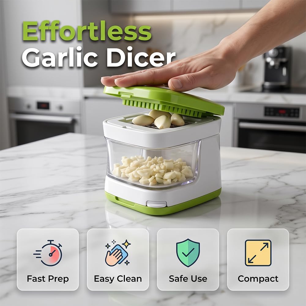 Mini Garlic Chopper and Press with Container